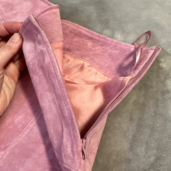 Boho Chic Suede Skirt Skotts Pink Size 8 Washable Midi NWT Western Cowgirl 90s - Picture 8 of 9